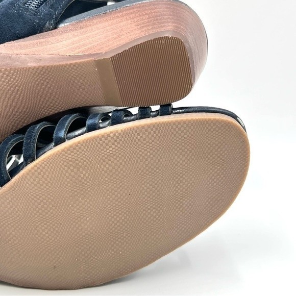 6W 6 WIDE WIDTH Bella Vita Pacey Navy Blue Suede Leather Gladiator Wedge Sandals - Picture 10 of 12